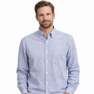 Banana Republic Mens Oxford Gingham Button Down Shirt Untucked Fit M Blue White